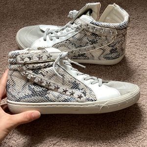 Vintage Havana Leather Mid Top Snake Print Cliff Sneakers